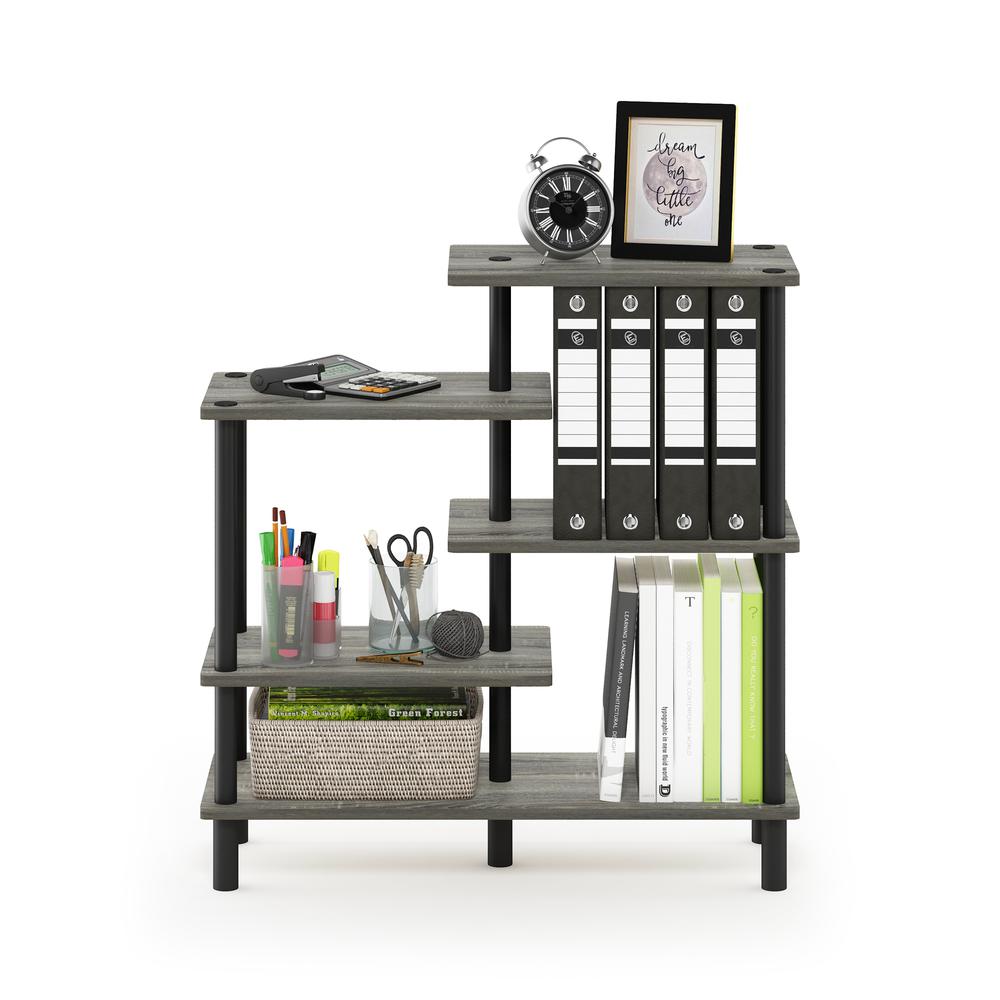 Furinno Turn-N-Tube 5-Tier Accent Display Rack, French Oak Grey/Black
