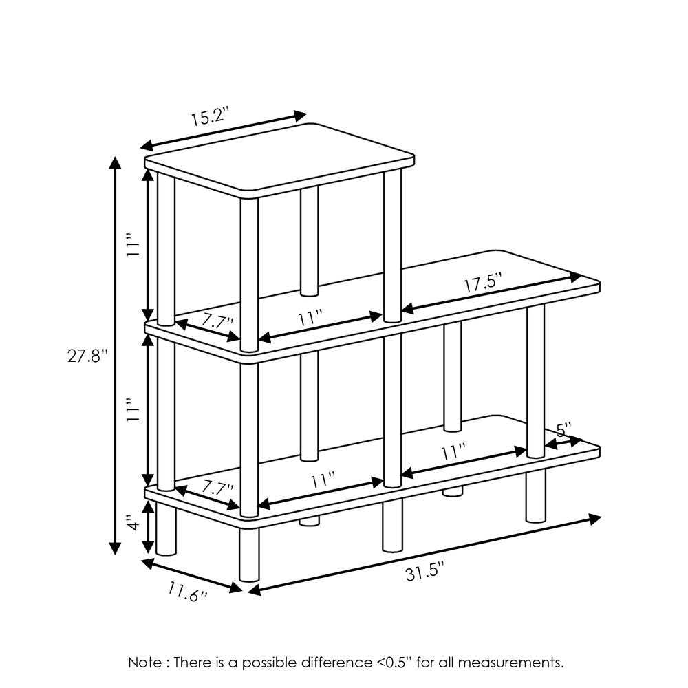 Furinno Turn-N-Tube 3-Tier Cube Ladder Shelf, Espresso/Black