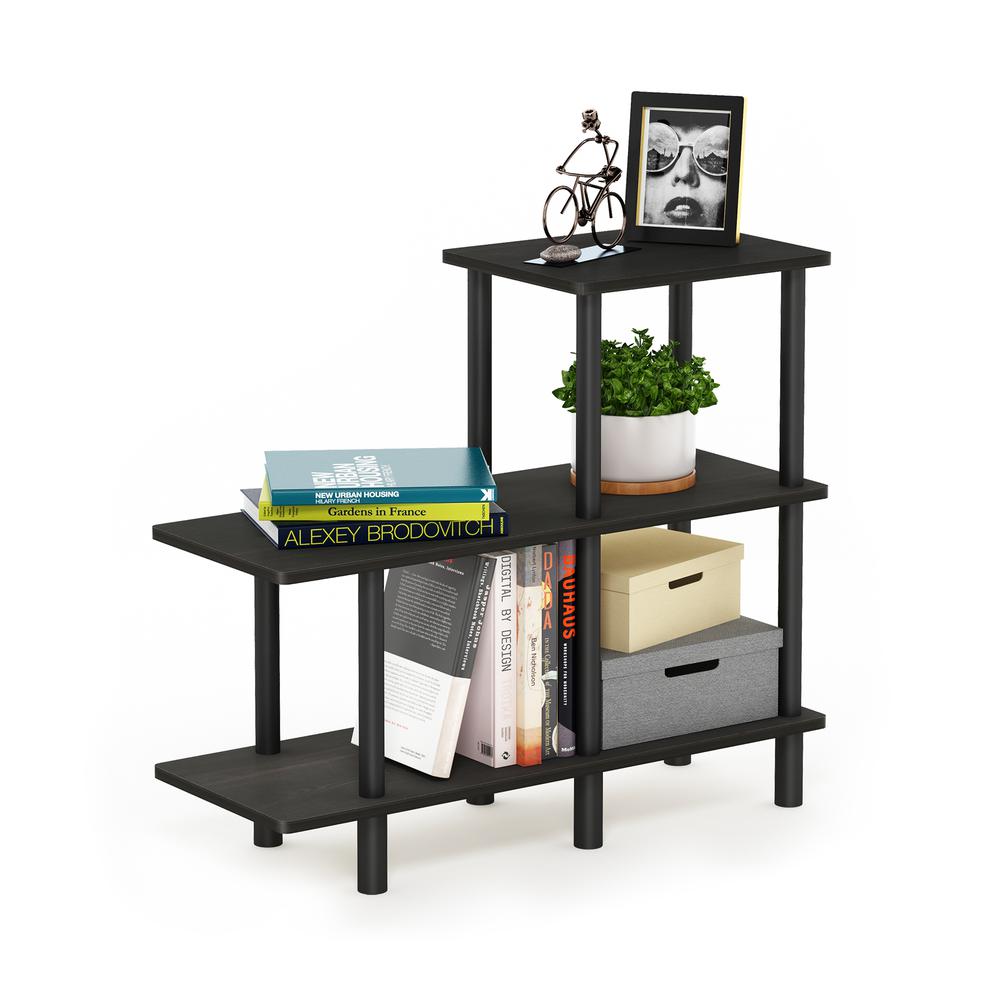 Furinno Turn-N-Tube 3-Tier Cube Ladder Shelf, Espresso/Black