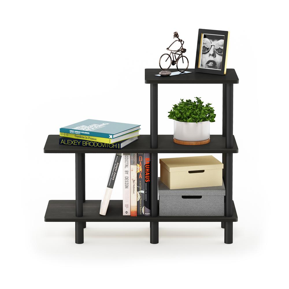 Furinno Turn-N-Tube 3-Tier Cube Ladder Shelf, Espresso/Black