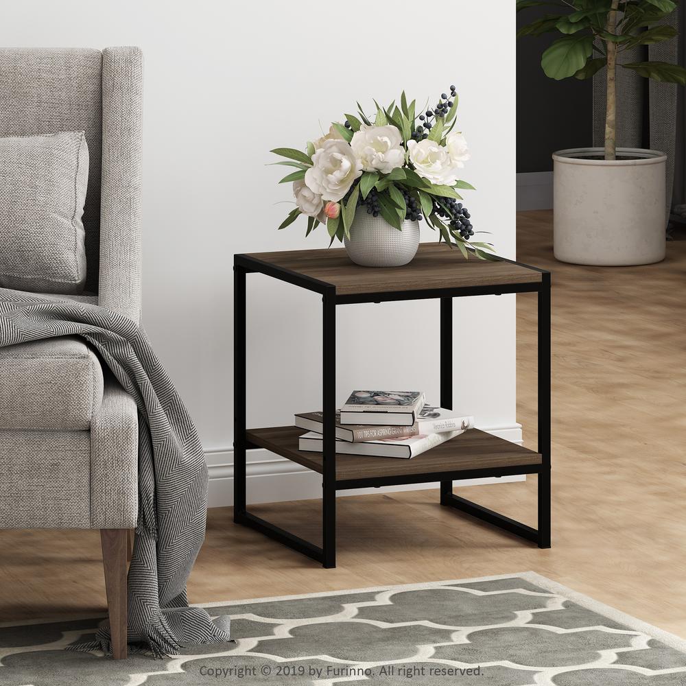 Furinno Camnus Modern Living 2-Tier End Table, Columbia Walnut