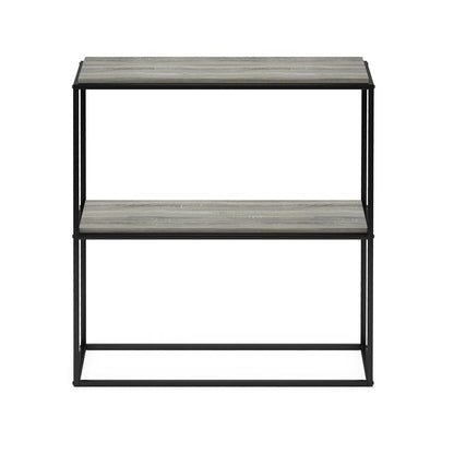 Furinno Moretti Modern Lifestyle Wide Stackable Shelf, 2-Tier, French Oak Grey