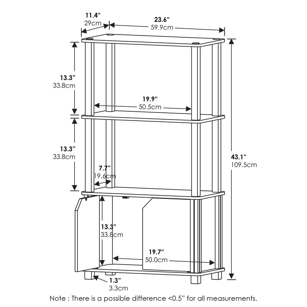 Furinno Just 3-Tier Turn-N-Tube End Table, 2-Pack, Americano/Chrome