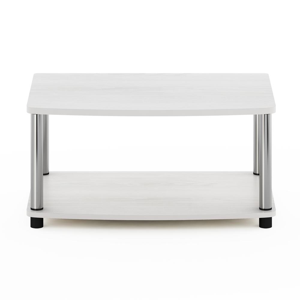 Furinno Turn-N-Tube No Tools 2-Tier Elevated TV Stands, White Oak/Chrome