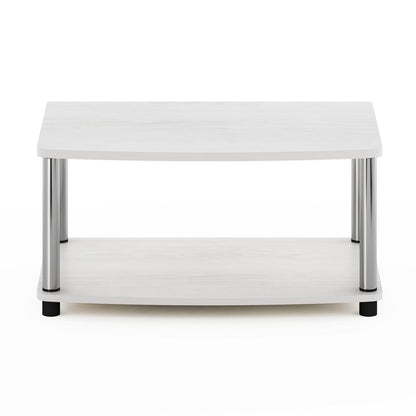 Furinno Turn-N-Tube No Tools 2-Tier Elevated TV Stands, White Oak/Chrome