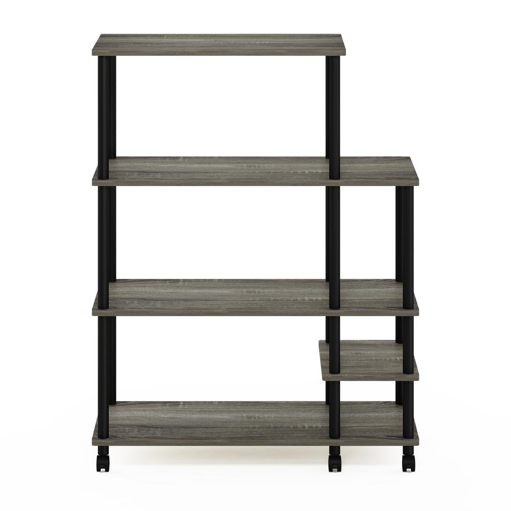 Furinno Turn-N-Tube 4-Tier Toolless Kitchen Wide Storage Shelf Cart, French Oak Grey/Black