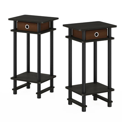 Turn-N-Tube Tall Nightstand with Bin, Espresso/Brown, Set of 2