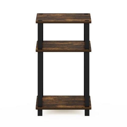 Furinno Just 3-Tier Turn-N-Tube End Table, 1-Pack, Amber Pine/Black