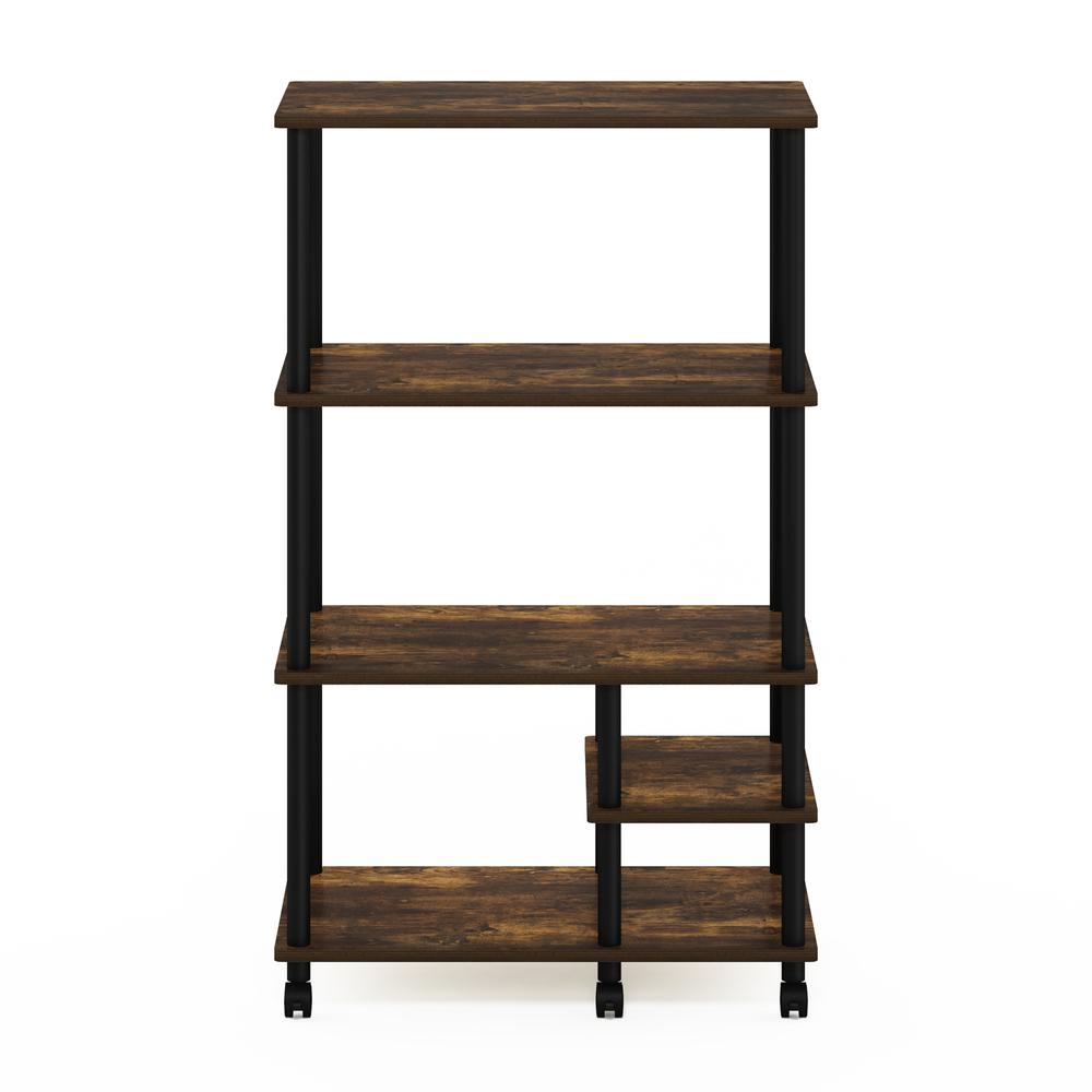 Furinno Turn-N-Tube 4-Tier Toolless Kitchen Storage Shelf Cart, Amber Pine/Black