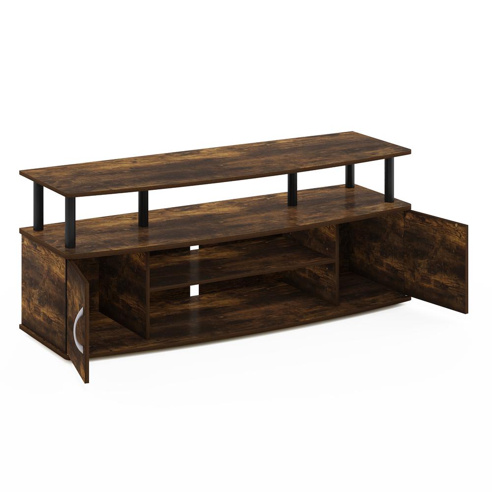 Furinno JAYA Large Entertainment Center Hold up to 55-IN TV, Amber Pine/Black