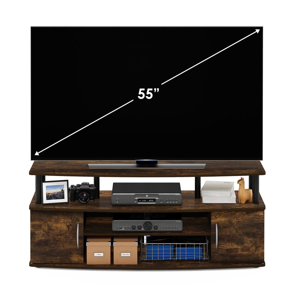 Furinno JAYA Large Entertainment Center Hold up to 55-IN TV, Amber Pine/Black