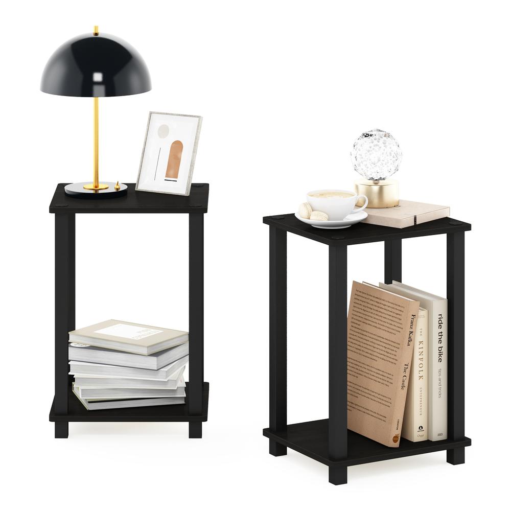 Simplistic End Table, Small, Set of 2, Espresso/Black