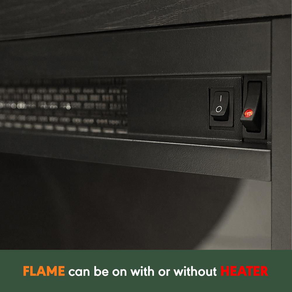 Furinno Jensen Corner TV Stand with Fireplace for TV up to 55 Inches, Americano