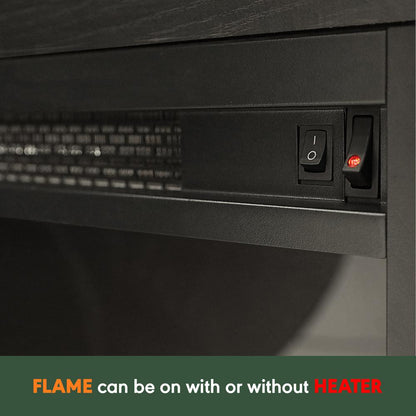 Furinno Jensen Corner TV Stand with Fireplace for TV up to 55 Inches, Americano