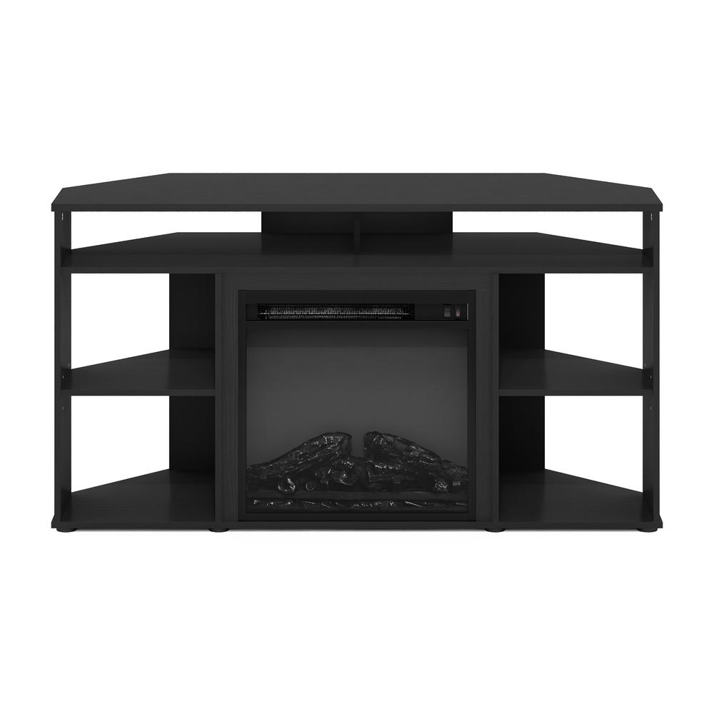 Furinno Jensen Corner TV Stand with Fireplace for TV up to 55 Inches, Americano