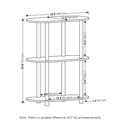 Furinno Turn-N-Tube No Tools 3-Tier Modern Oval Side Display Rack, White/Virgin White