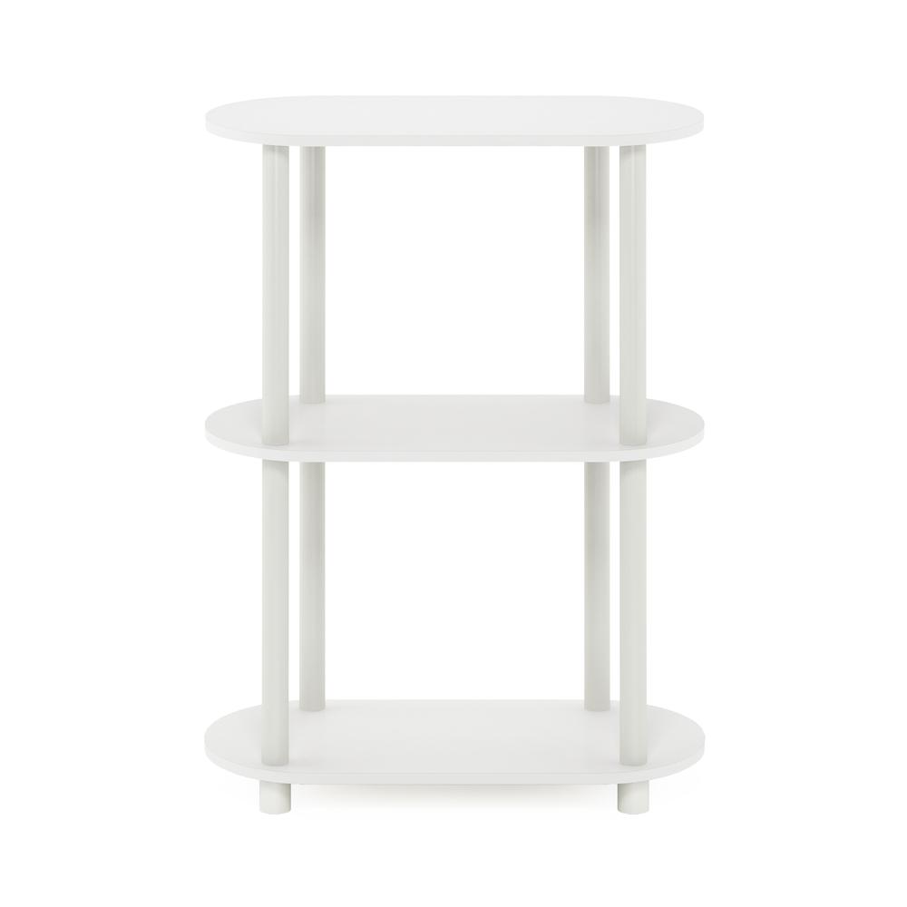 Furinno Turn-N-Tube No Tools 3-Tier Modern Oval Side Display Rack, White/Virgin White