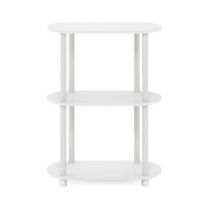 Furinno Turn-N-Tube No Tools 3-Tier Modern Oval Side Display Rack, White/Virgin White
