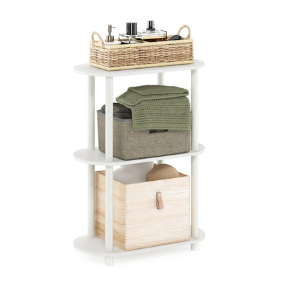 Furinno Turn-N-Tube No Tools 3-Tier Modern Oval Side Display Rack, White/Virgin White