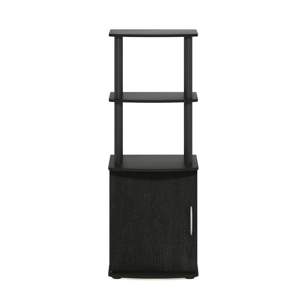 Furinno Turn-N-Tube 2-Tier Tall TV Entertainment Side Table Display Rack with Storage Cabinet, Blackwood/Black