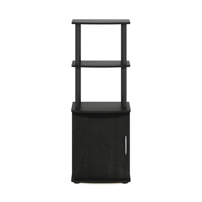 Furinno Turn-N-Tube 2-Tier Tall TV Entertainment Side Table Display Rack with Storage Cabinet, Blackwood/Black