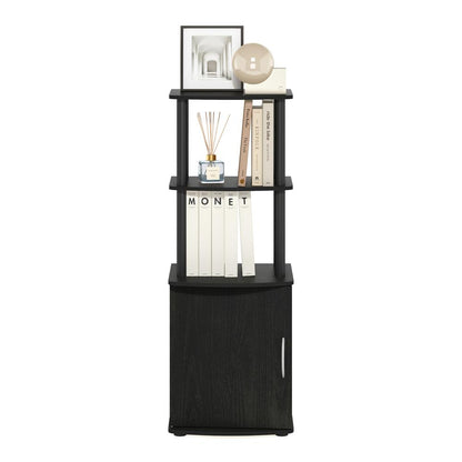 Furinno Turn-N-Tube 2-Tier Tall TV Entertainment Side Table Display Rack with Storage Cabinet, Blackwood/Black
