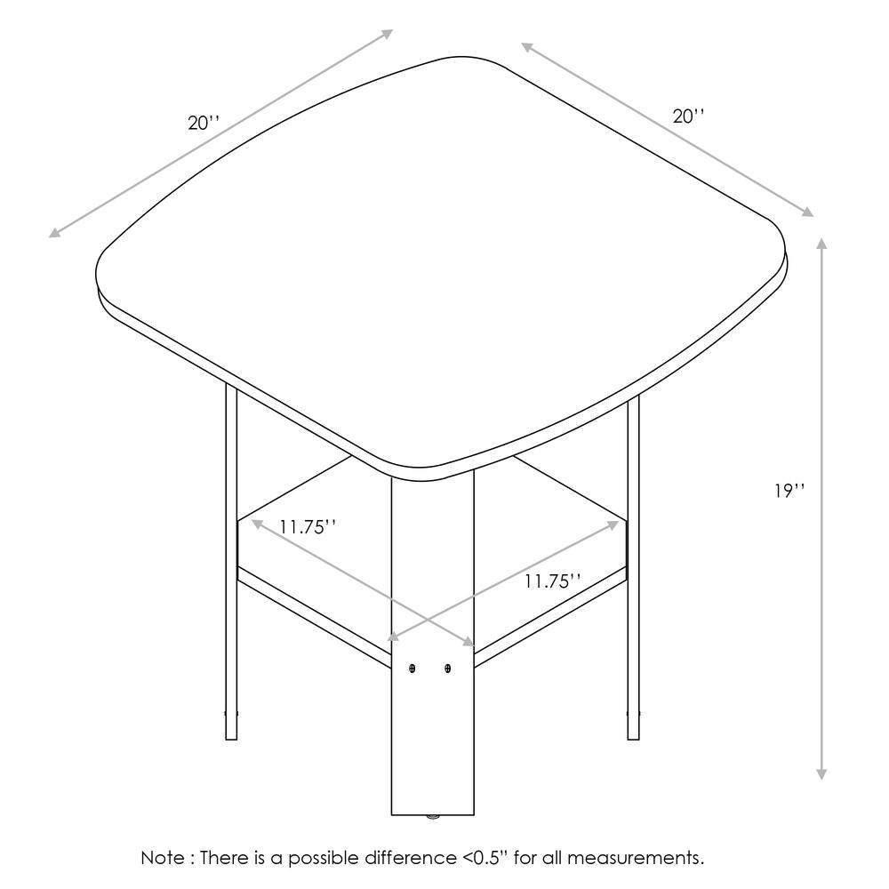 Furinno 2-11180DWN Simple Design End Table Set of Two, Dark Walnut