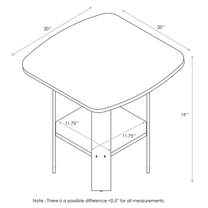 Furinno 2-11180DWN Simple Design End Table Set of Two, Dark Walnut