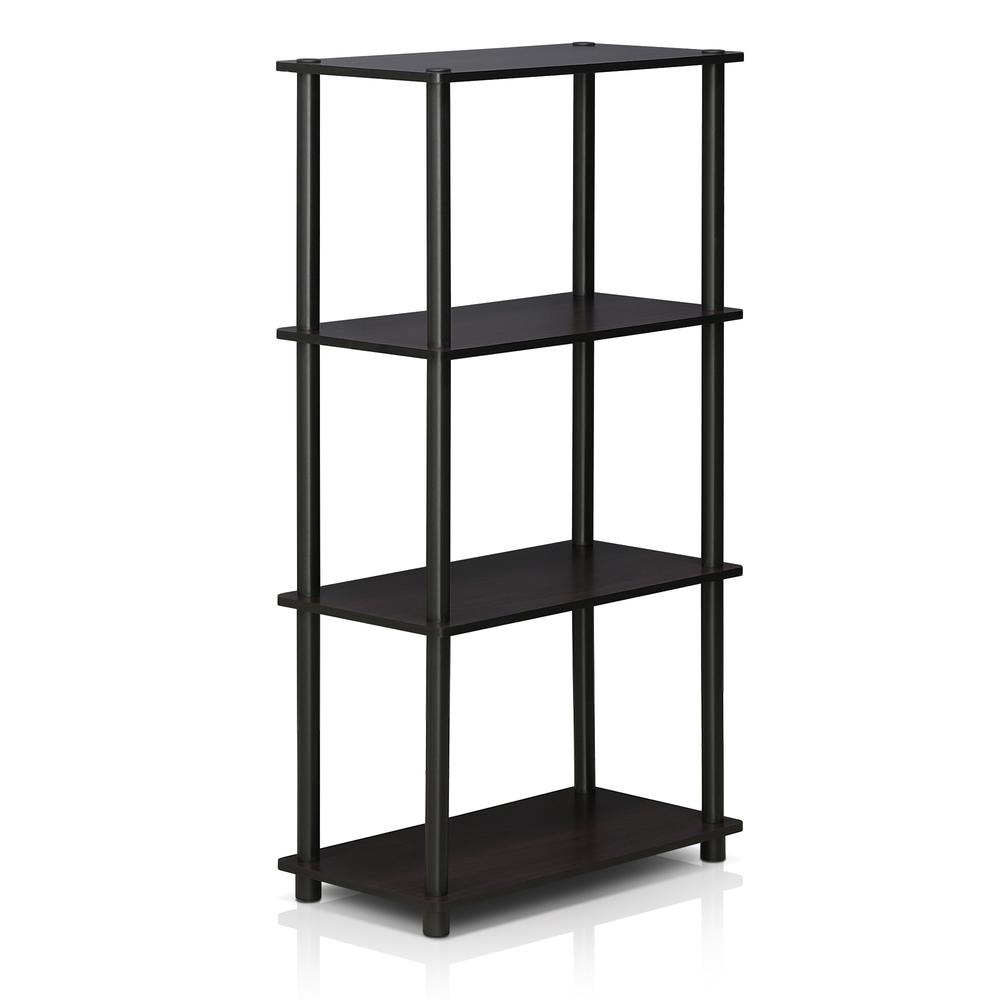 Furinno 99557DWN Turn-N-Tube 4-Tier Multipurpose Shelf Display Rack, Dark Walnut