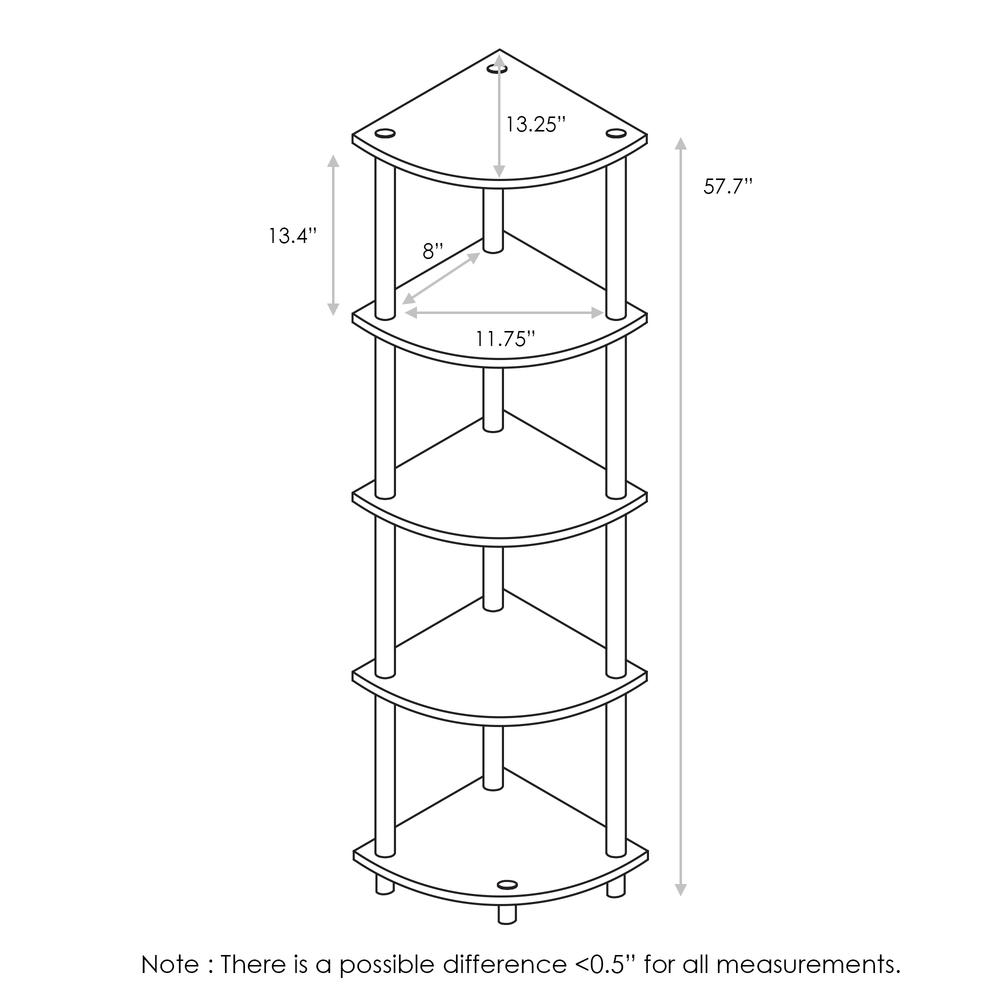 Furinno 99811DWN Turn-N-Tube 5 Tier Corner Display Rack Multipurpose Shelving Unit, Dark Walnut