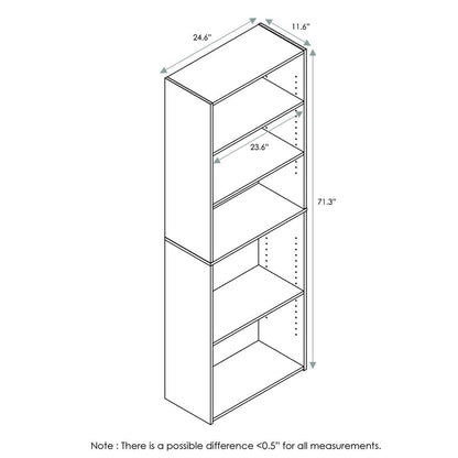 Furinno Wright 5-Shelf Bookcase, Soft White