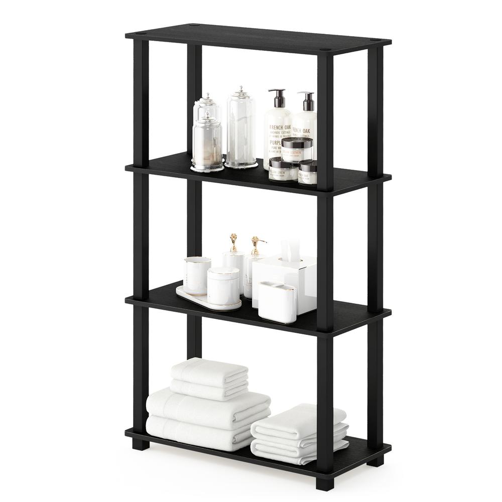 Turn-S-Tube 4-Tier Multipurpose Shelf Display Rack with Square Tube, Americano/Black