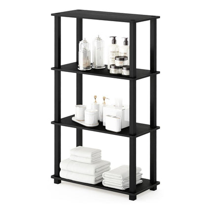 Turn-S-Tube 4-Tier Multipurpose Shelf Display Rack with Square Tube, Americano/Black
