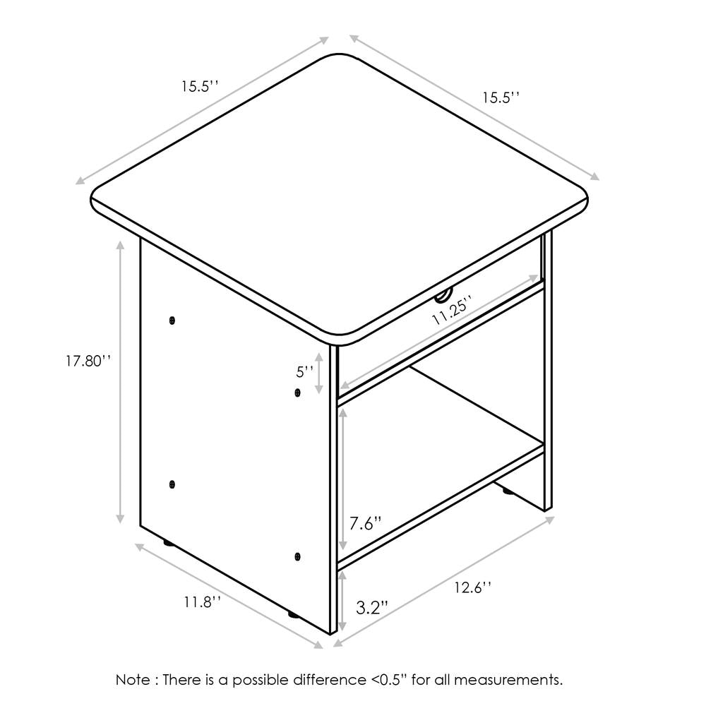End Table/ Night Stand Storage Shelf with Bin Drawer, Americano/Medium Brown
