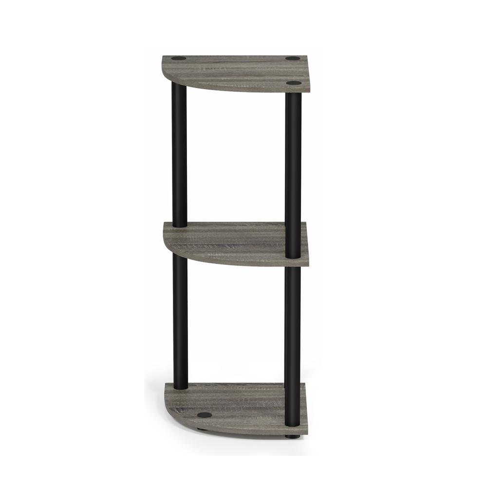 Furinno Turn-N-Tube 3-Tier Corner Display Rack Multipurpose Shelving Unit, French Oak Grey/Black, 12077GYW/BK