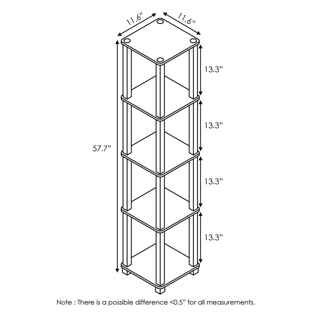 Furinno Turn-S-Tube 5-Tier Corner Square Rack Display Shelf with Square Tube, Walnut/Brown, 18026WN/BR