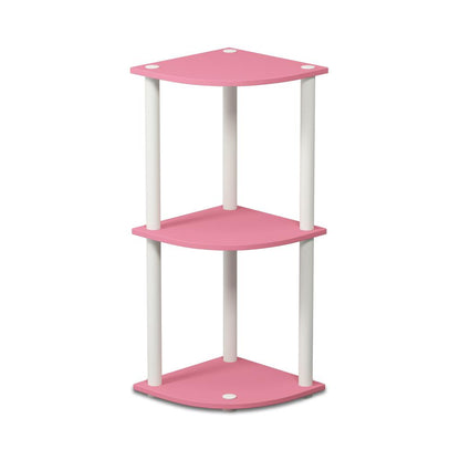 Furinno Turn-N-Tube 3-Tier Reversible Corner Display Rack Multipurpose Shelving Unit, Pink/White, 12077PI/WH