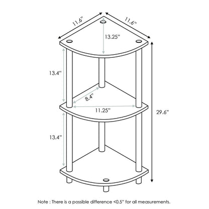 Furinno Turn-N-Tube 3-Tier Reversible Corner Display Rack Multipurpose Shelving Unit, Pink/White, 12077PI/WH