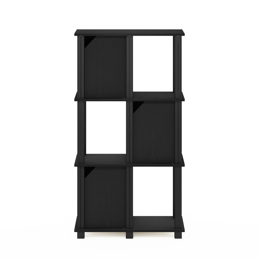 Furinno Brahms 4-Tier Storage Shelf with 3 Doors, Black Oak/Black
