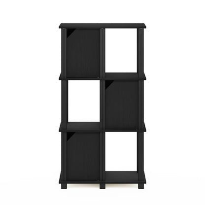 Furinno Brahms 4-Tier Storage Shelf with 3 Doors, Black Oak/Black