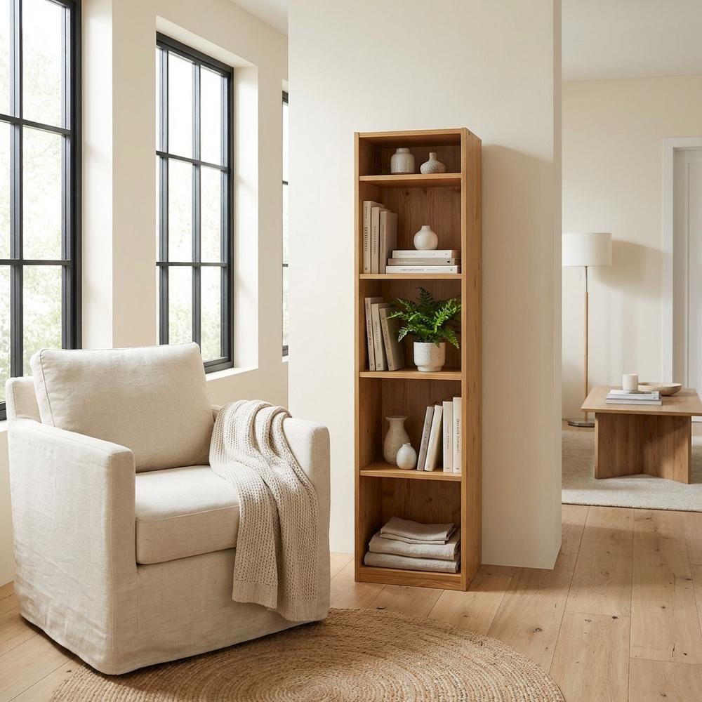 Wooden White Bookcase with Compact Design and Ample Storage Space