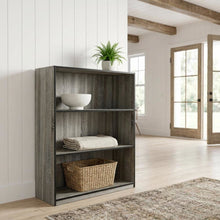 Grey 3-Tier Bookcase with Wood Shelves for Organized Storage