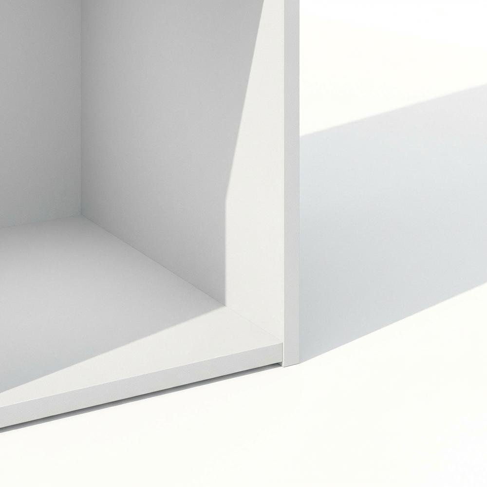 White Wood Bookcase with Spacious Shelves and Sleek Design