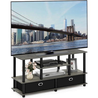 Grey 50 Inch TV Stand with Storage Bins and Shelves for Living Room