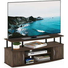 Brown 50 Inch TV Stand with Open Shelves and Dual Storage Cabinet Doors