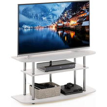 White Wood 50 Inch TV Stand with 3-Tier Shelves, Modern TV Console