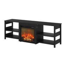 Americano Wood TV Stand with Fireplace and Open Storage