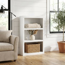 Wooden White Bookcase with Spacious Shelves for Living Room Storage