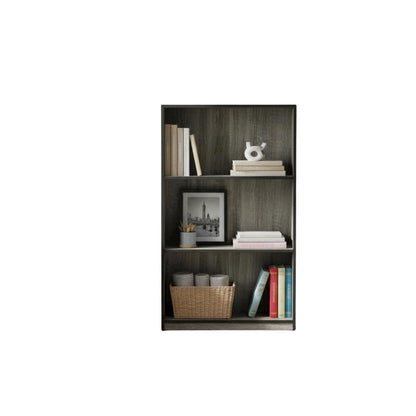 Grey 3-Tier Bookcase with Wood Shelves for Organized Storage