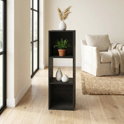 Wood Bookcase in Warm Brown Finish with Sturdy Design for Home Storage